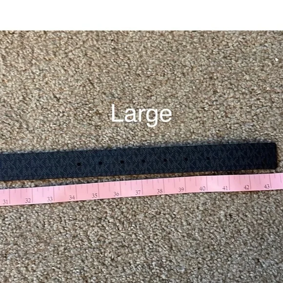 MICHAEL KORS BELT BLACK WITH PRINTED MK LOGO TRIPLE BELT LOOP W/ STUDS BLK - Picture 13 of 13